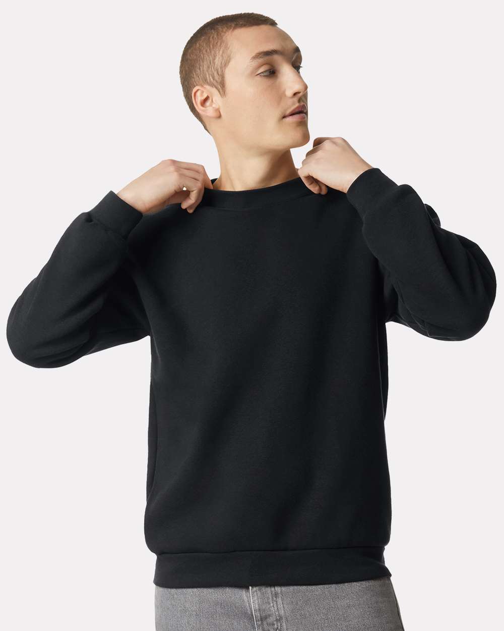 American Apparel 02627 - American Apparel RF496 Unisex ReFlex Fleece Crewneck Sweatshirt - Black