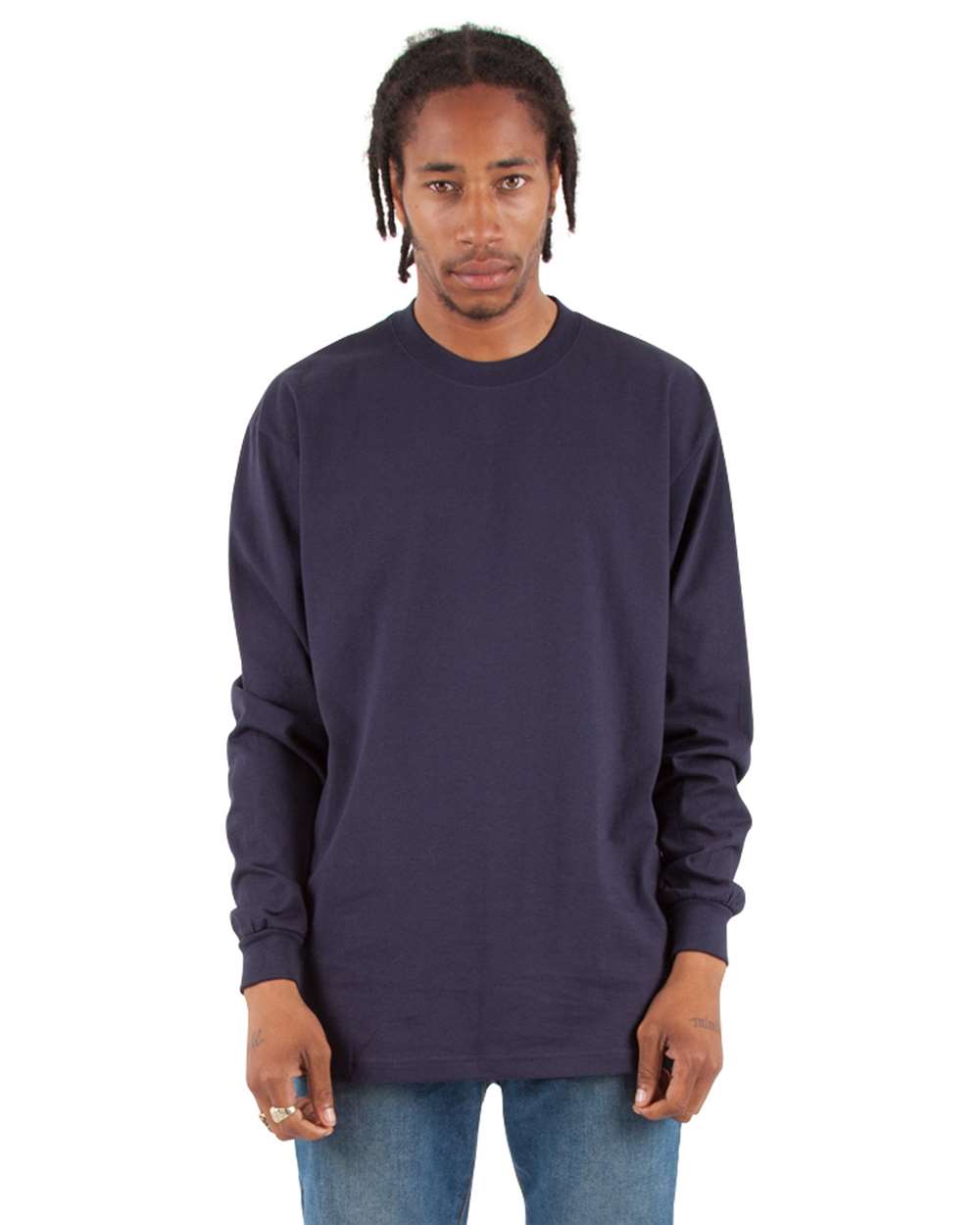 Shaka Wear SHMHLS - Unisex Max Heavyweight Long Sleeve T-Shirt - Navy